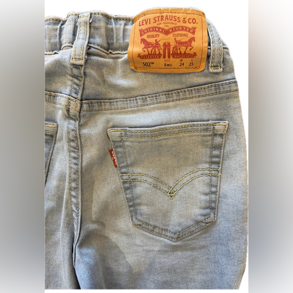 Levi's 502 Boys Sz 8 Reg Sky Blue Slim Straight Jeans - Picture 3 of 8